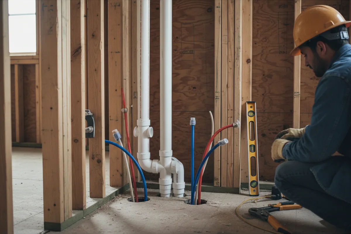 Drain and supply rough-in during Leak Detection in Balm