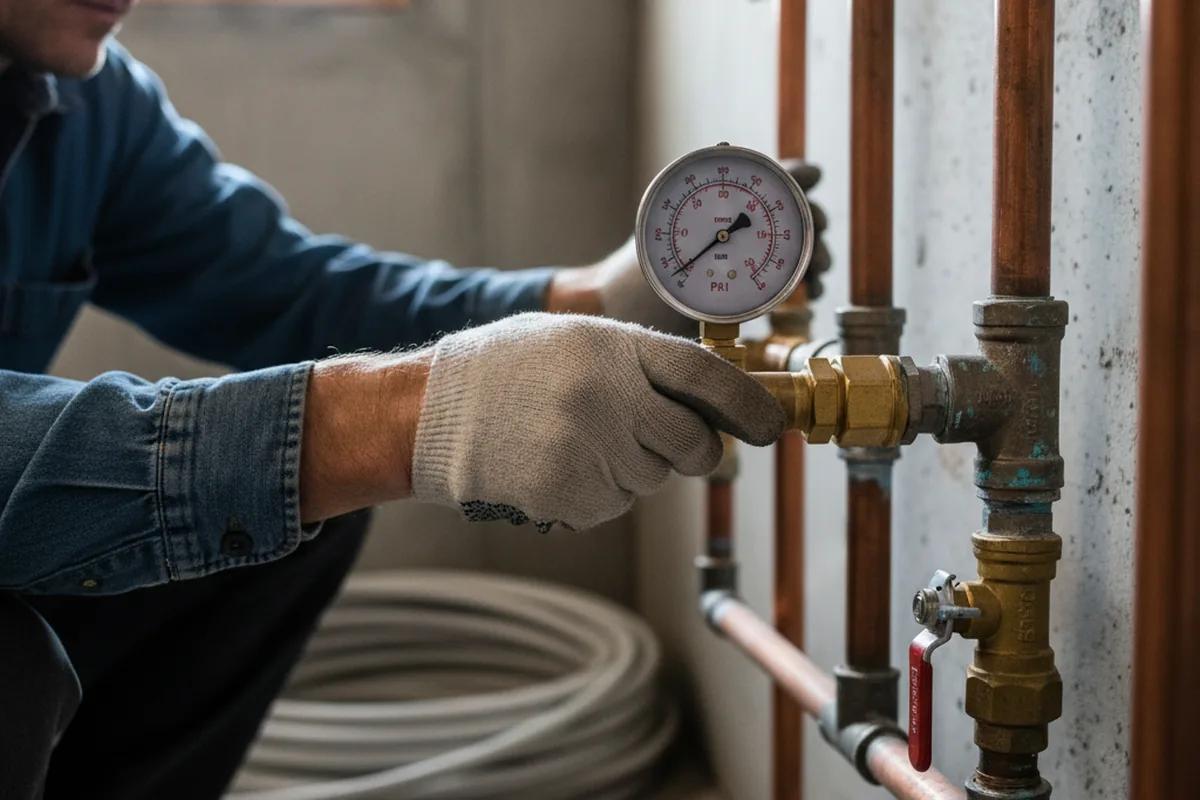 Pressure testing a repaired line during Water Line Repair in Balm